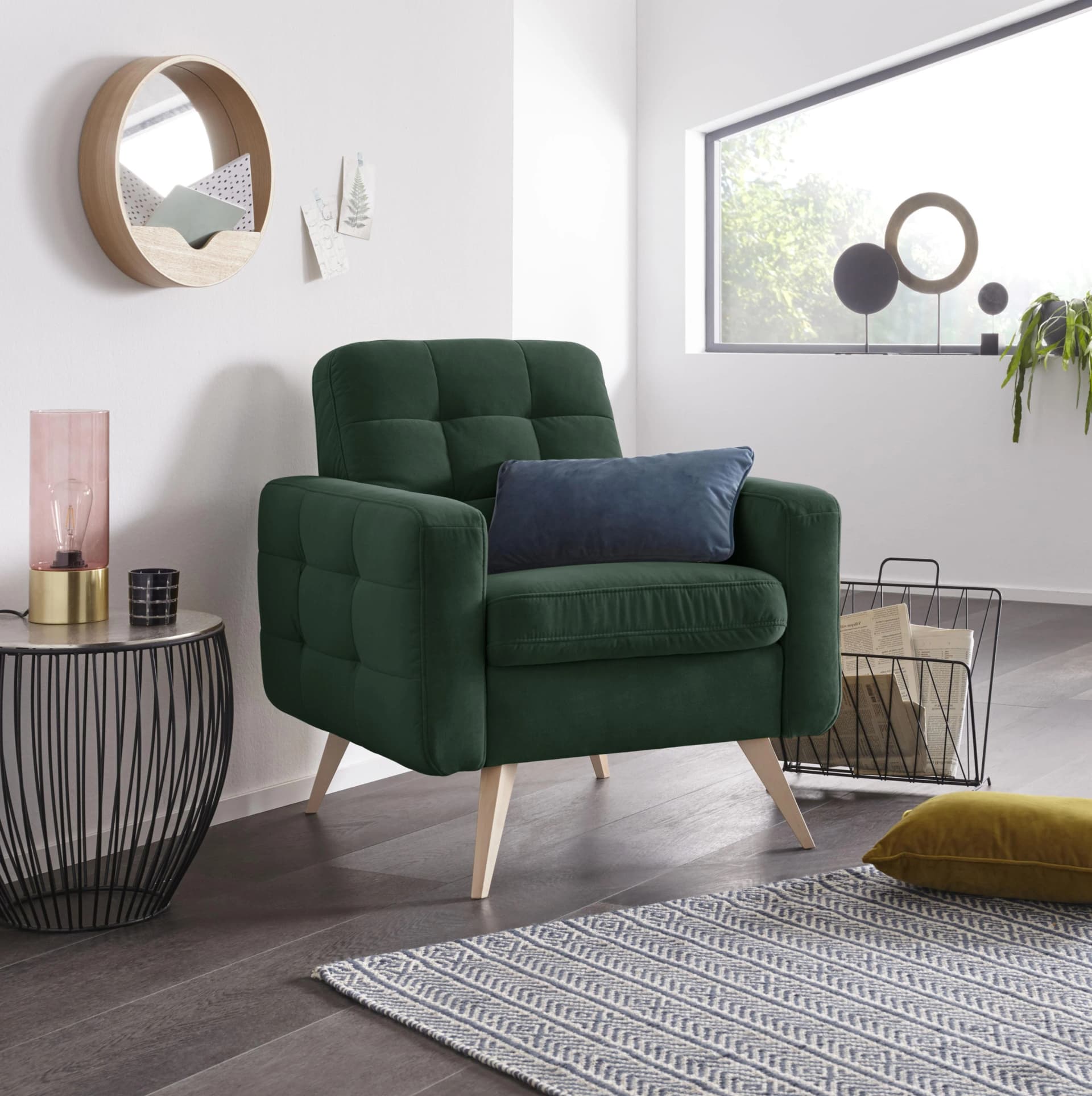 EXXPO Loungesessel Nappa Braun Samtvelours Moderner Sessel