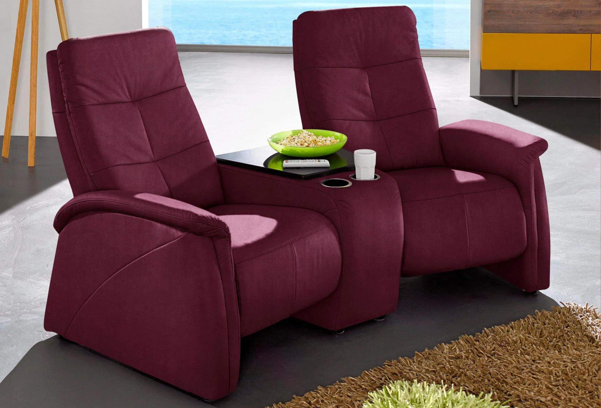 EXXPO 2-Sitzer Sofa Tivoli Bordeaux Relaxfunktion Microfaser