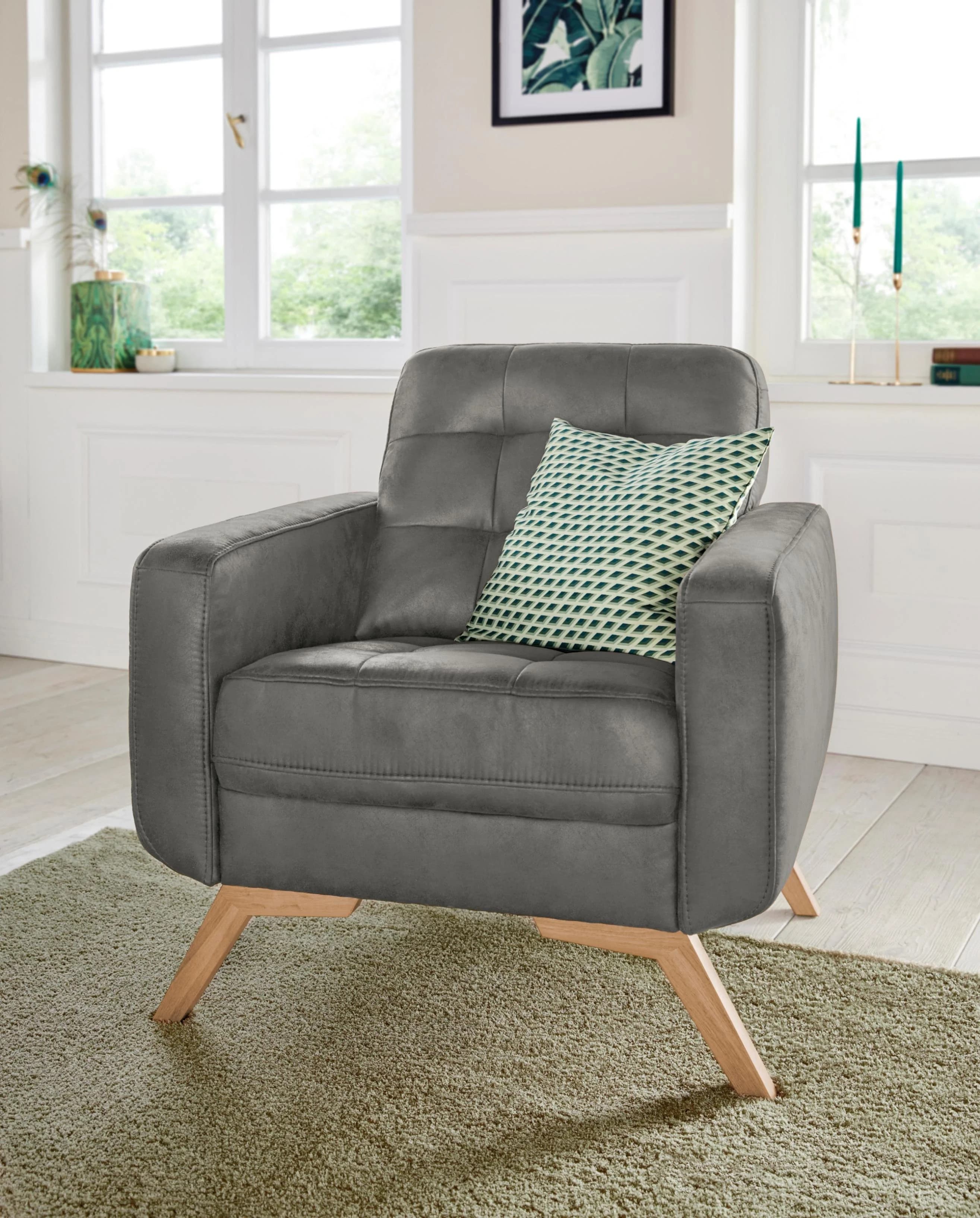 EXXPO Loungesessel Fiord Anthrazit Polyester Webvelours