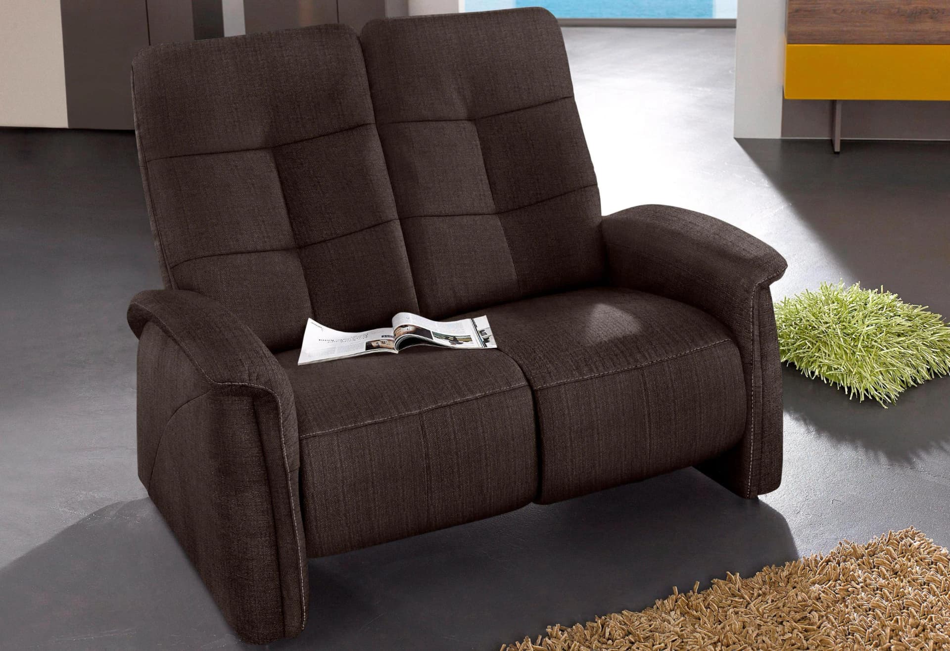 EXXPO Sofa Tivoli 2-Sitzer Braun Relaxfunktion Luxus-Microfaser