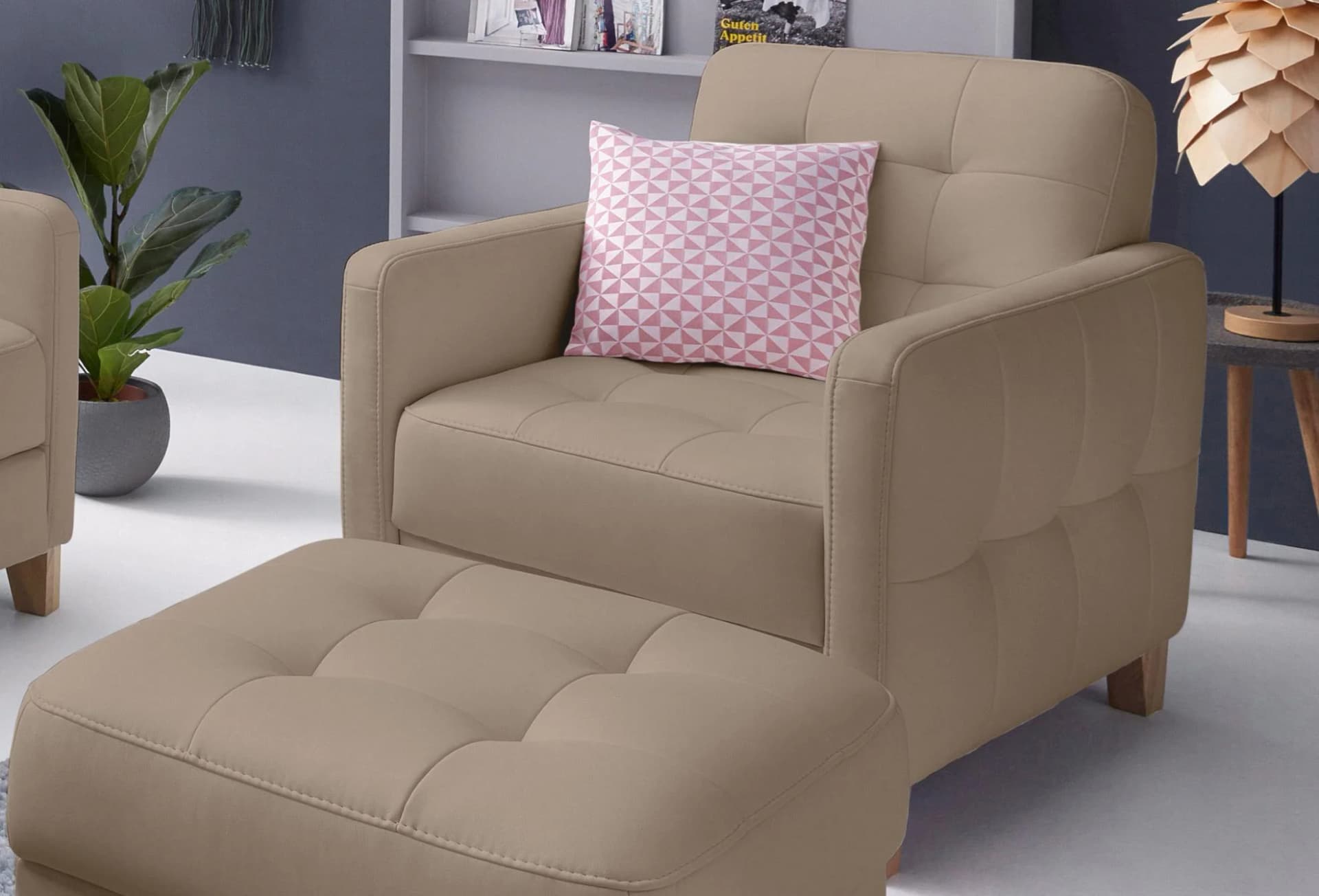 EXXPO Sessel Elio Modern Braun NaturLEDER & Kunstleder
