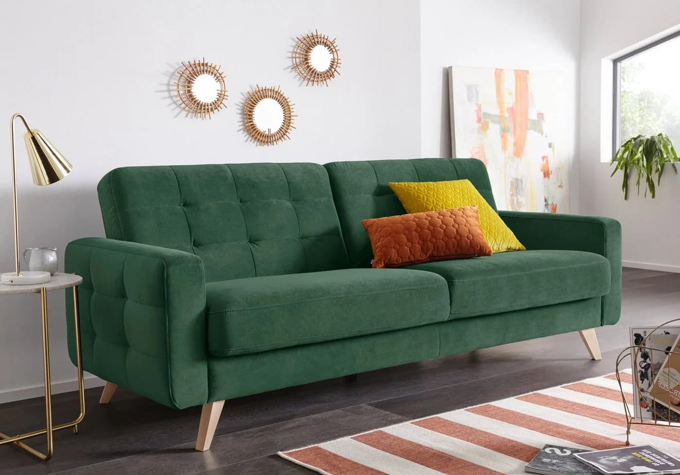 exxpo Sofa 3-Sitzer mit Schlafunktion und Bettkasten Braun Samtvelours - Bild 2