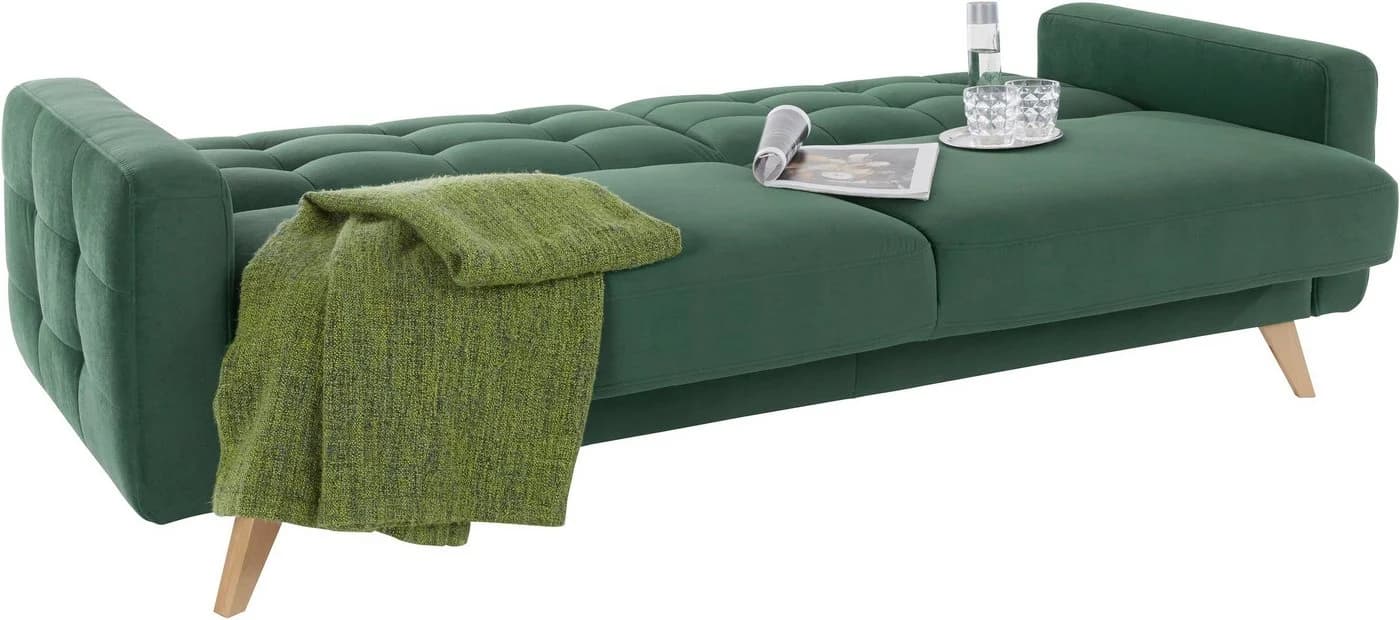 exxpo Sofa 3-Sitzer mit Schlafunktion und Bettkasten Braun Samtvelours - Bild 5