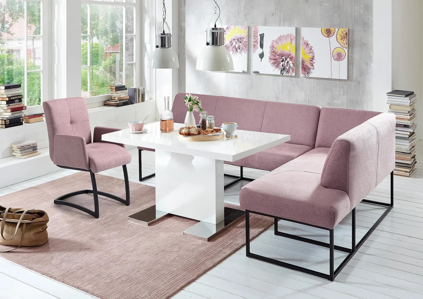 Eckbank EXXPO SOFA FASHION Affogato Flieder Webvelour