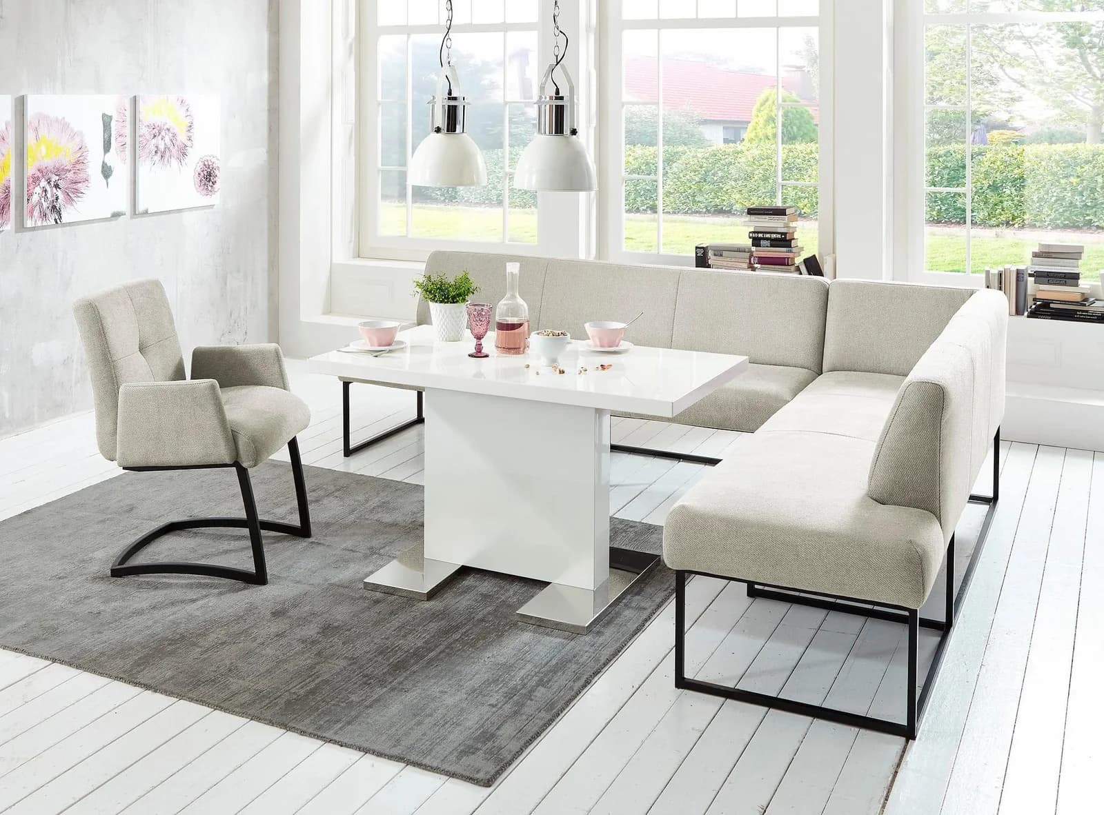 Eckbank EXXPO SOFA FASHION Affogato Silber Hochwertig