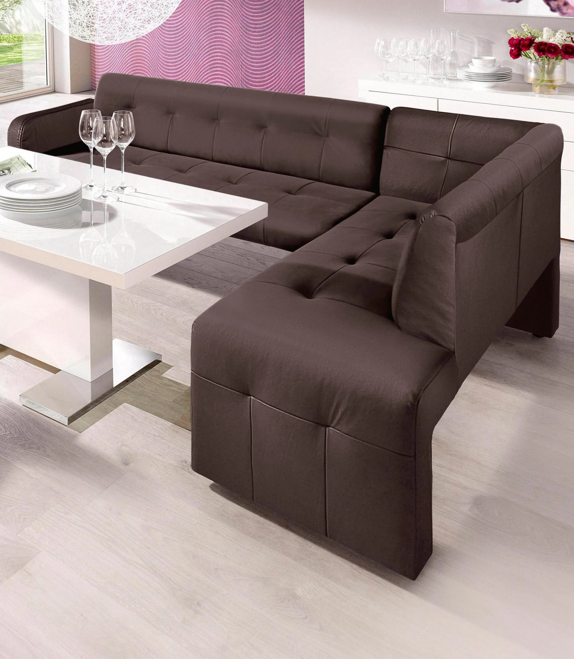 Essbank EXXPO SOFA FASHION Barista Braun Luxus-Microfaser