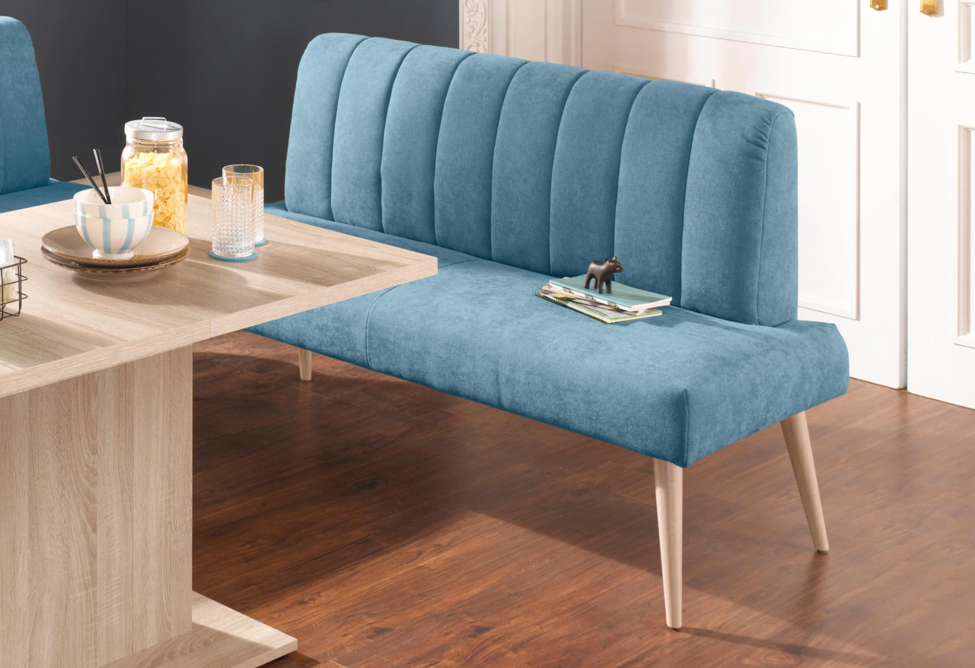 EXXPO Sitzbank Costa Blau Webvelour Modern