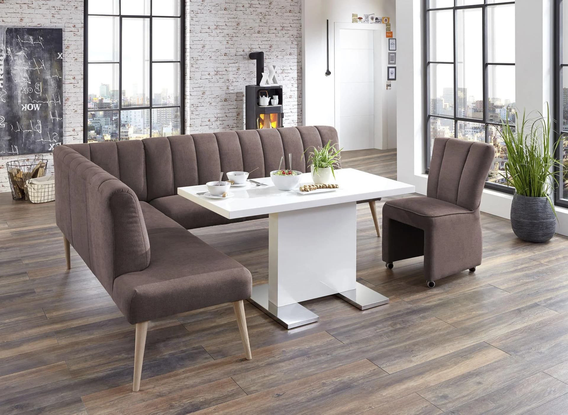 EXXPO Eckbank Costa Braun Webvelour Modern