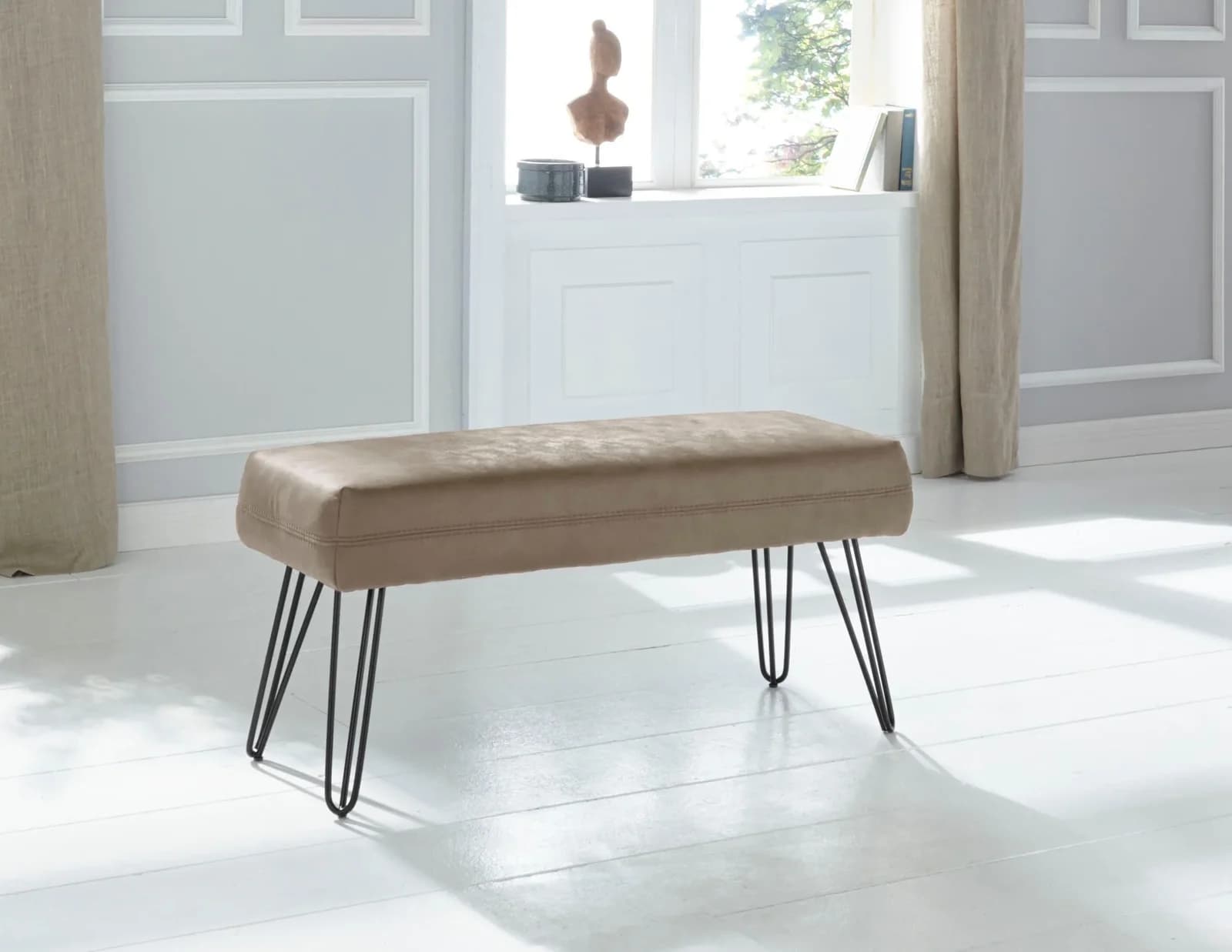 EXXPO Sitzbank Doppio Cappuccino Polyester Holzgestell Frei Stellbar