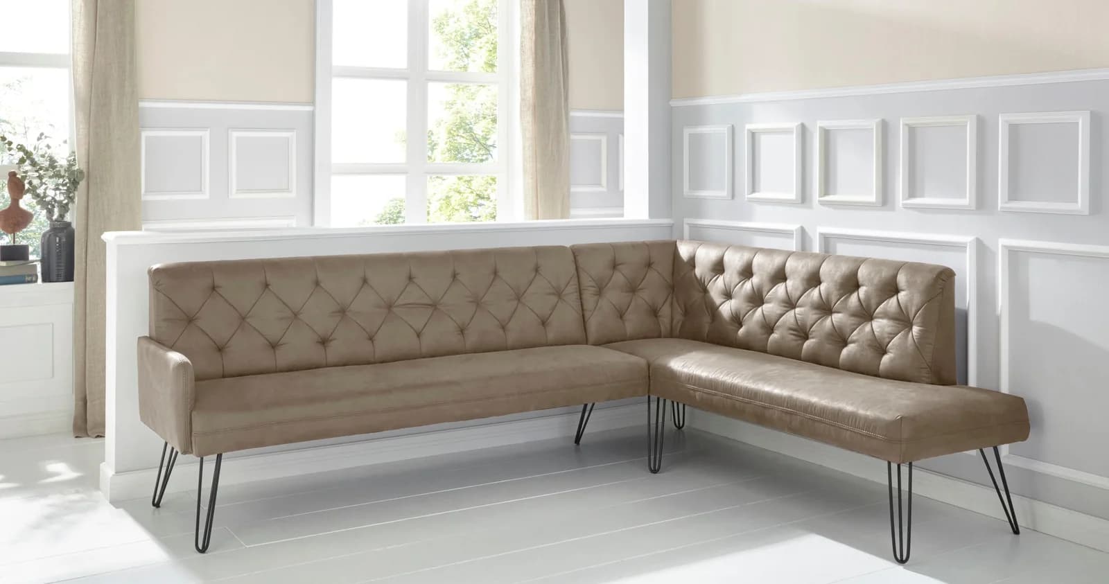 EXXPO Eckbank Doppio Chesterfield Optik Cappuccino