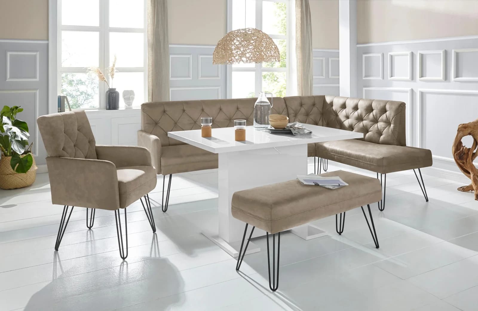 EXXPO Eckbank Doppio Chesterfield Optik Cappuccino