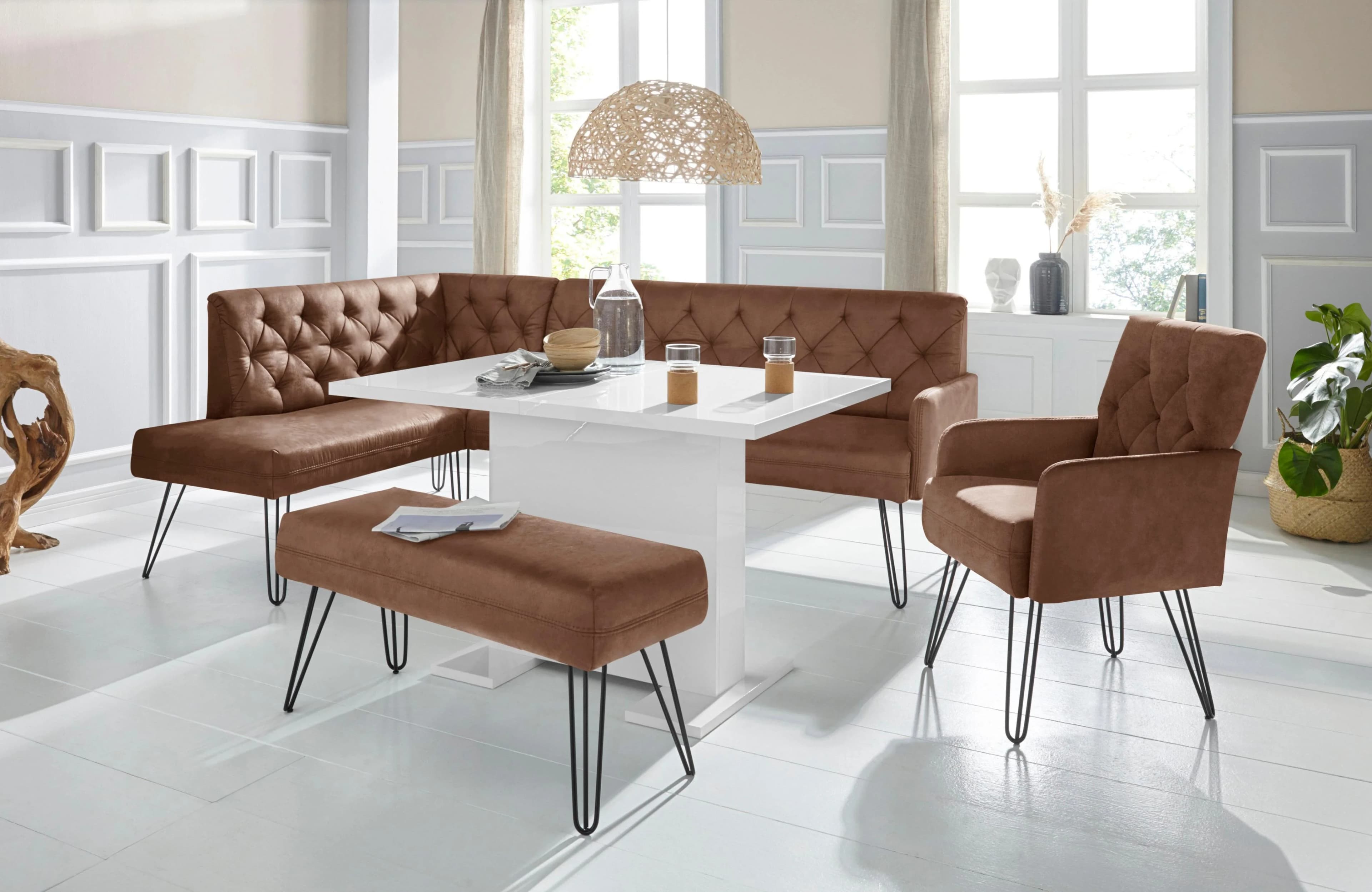 Eckbank EXXPO Doppio Chesterfield Optik Cognac