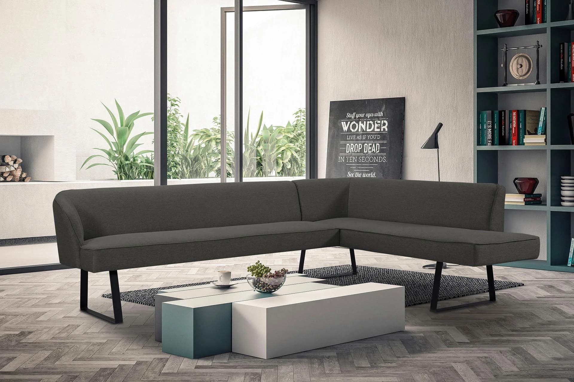 EXXPO Eckbank Americano Grau Melange mit Metallfüßen