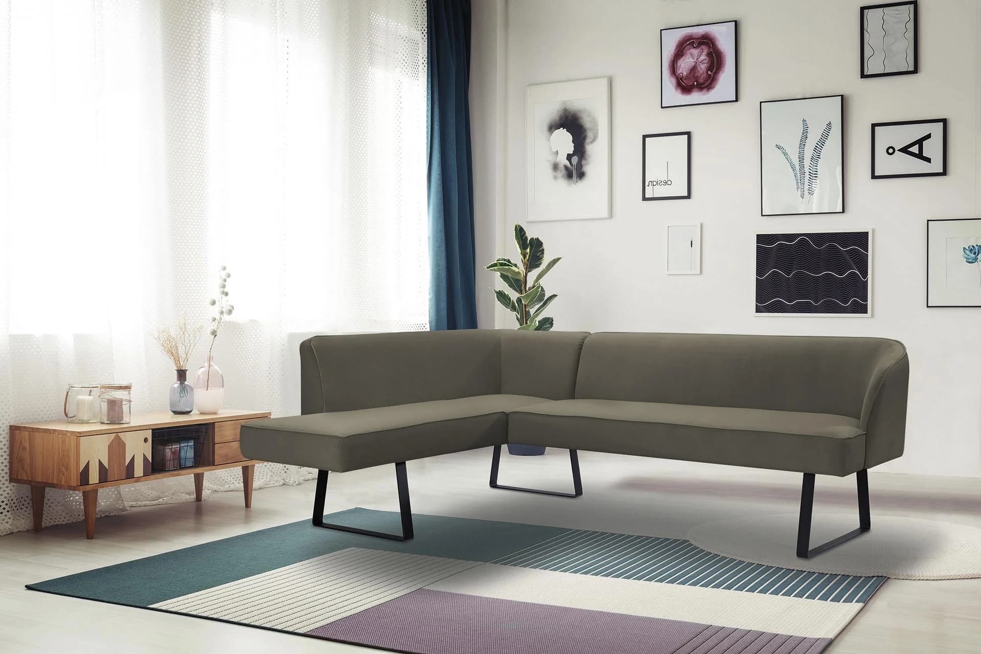 Eckbank EXXPO Americano Grau Taupe Samtvelours Metallfüße