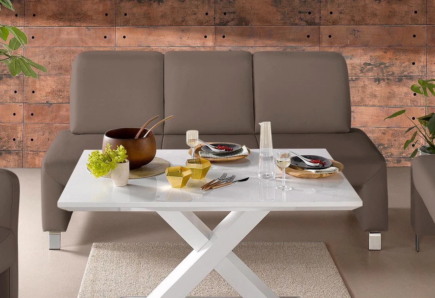 Polsterbank EXXPO Intenso Grau Taupe 162 cm