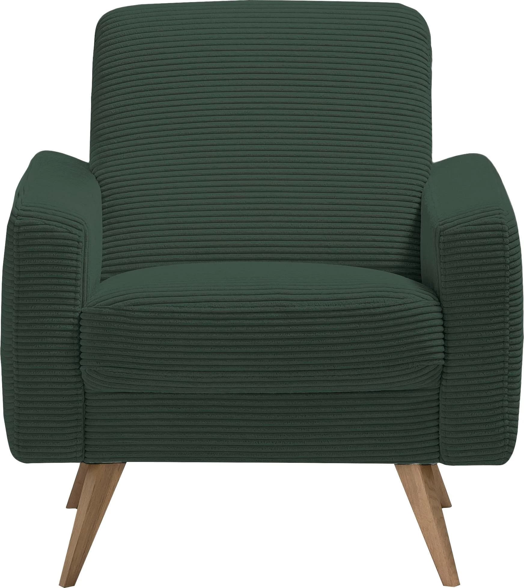 EXXPO Loungesessel Samso Cord Braun Holzfüße