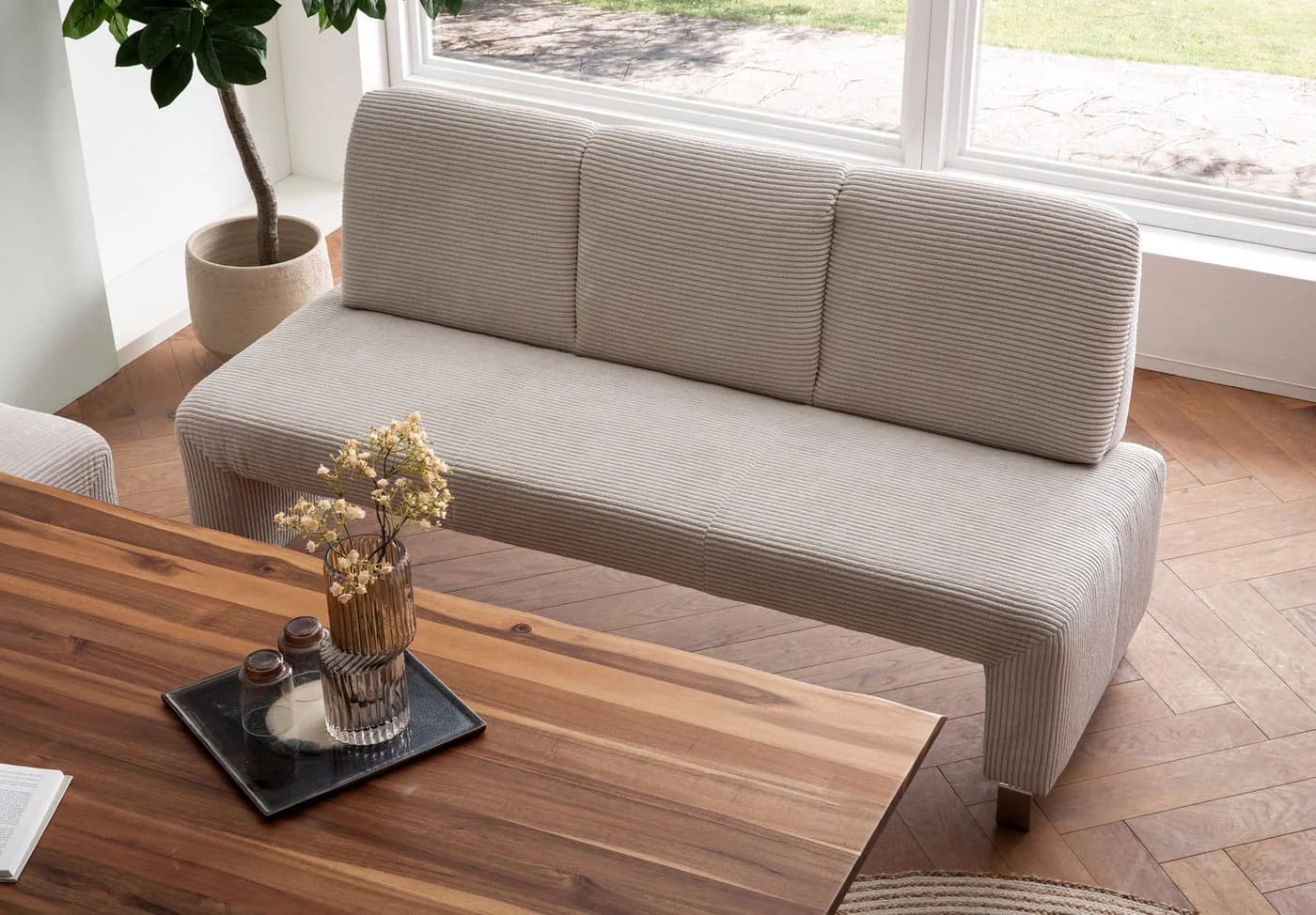 Polsterbank EXXPO Intenso Beige mit Rückenlehne