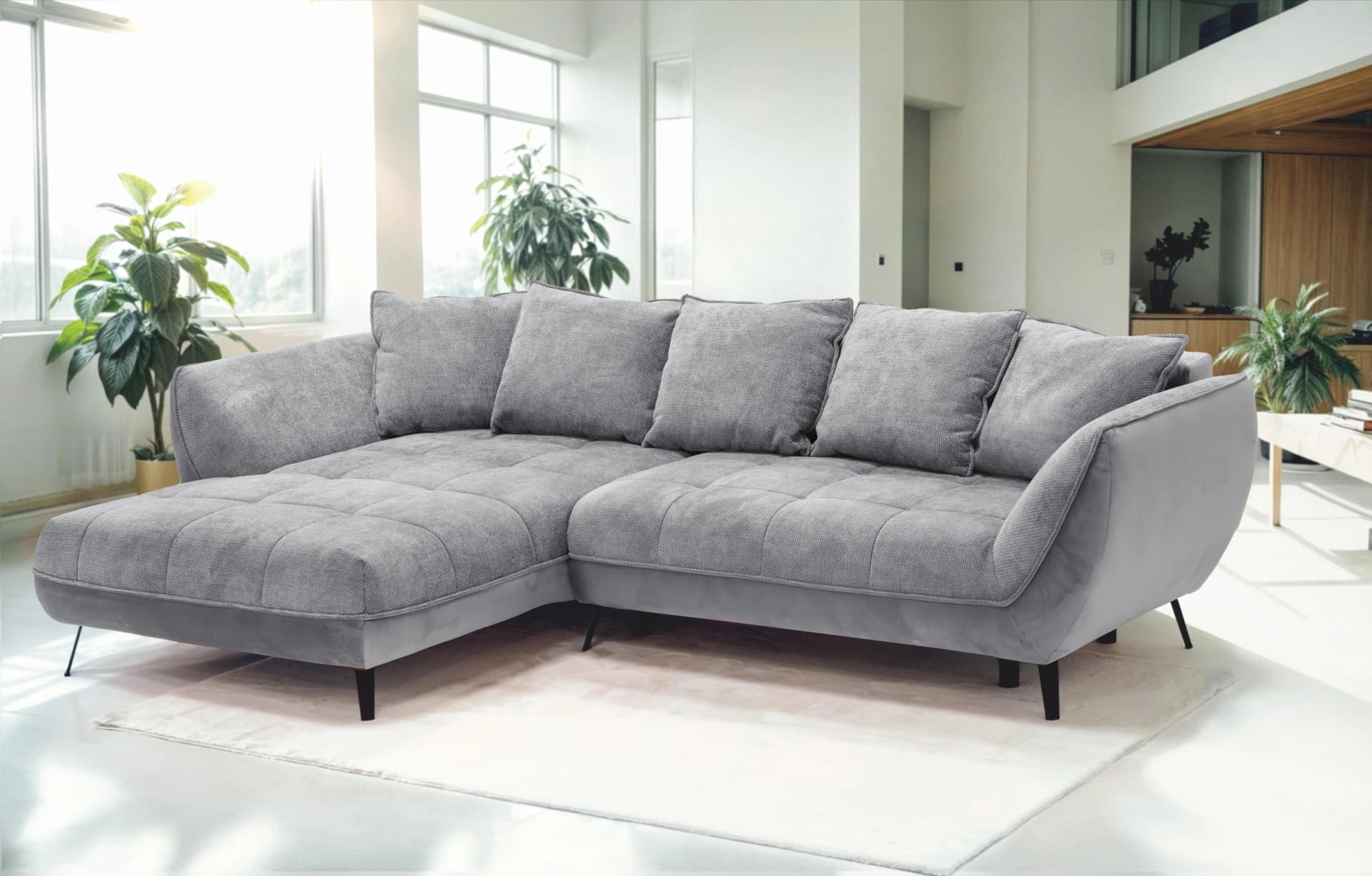 EXXPO Ecksofa Midway Grau mit Bettfunktion