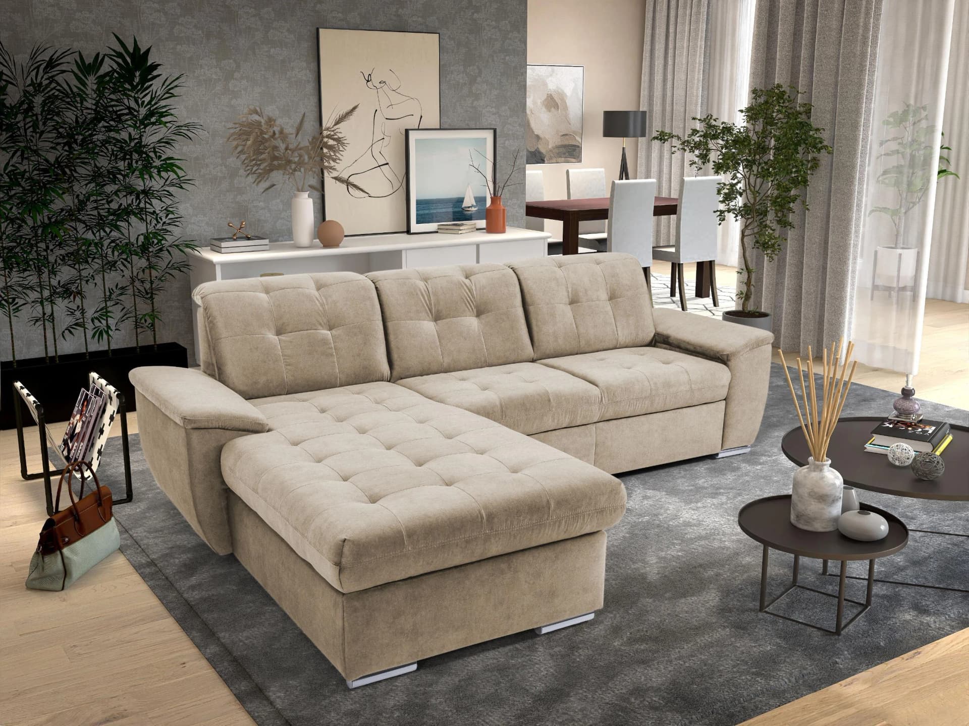 Ecksofa EXXPO 'Derby' Beige L-Form
