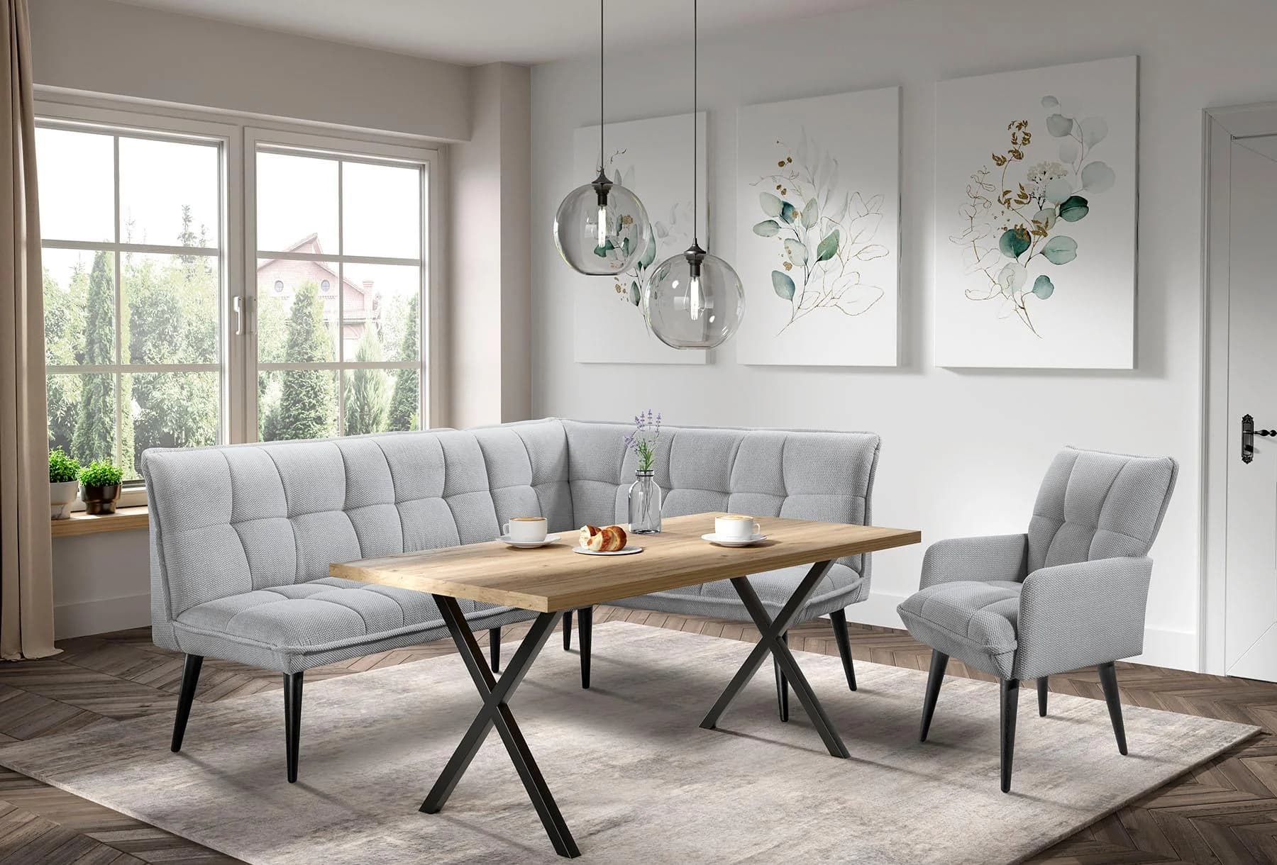 Eckbank EXXPO - SOFA FASHION "Mocca Essbank, Sitzbank" Silber
