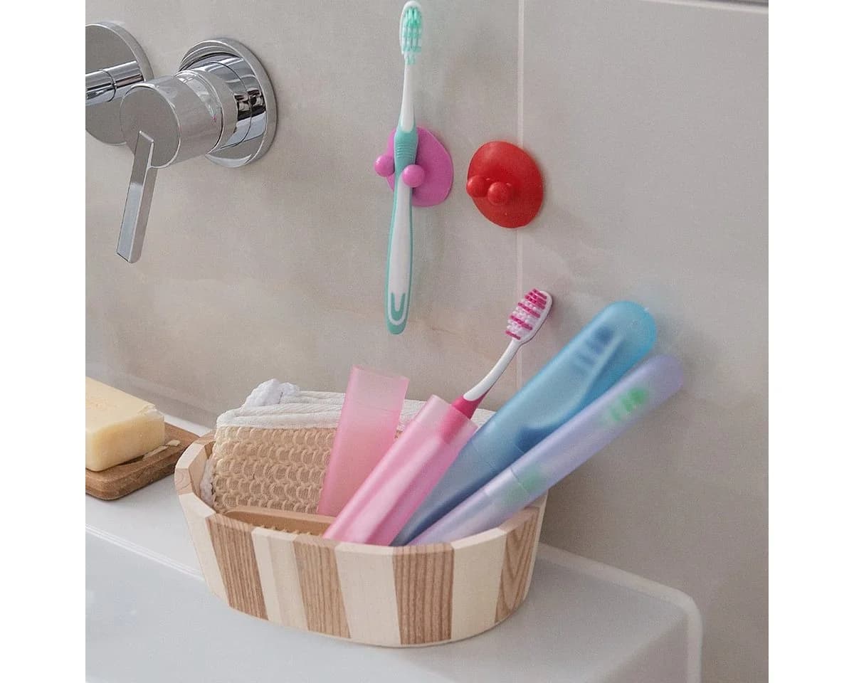kwmobile Zahnbürstenhalter 3er Set Rosa Kunststoff Reise Etui