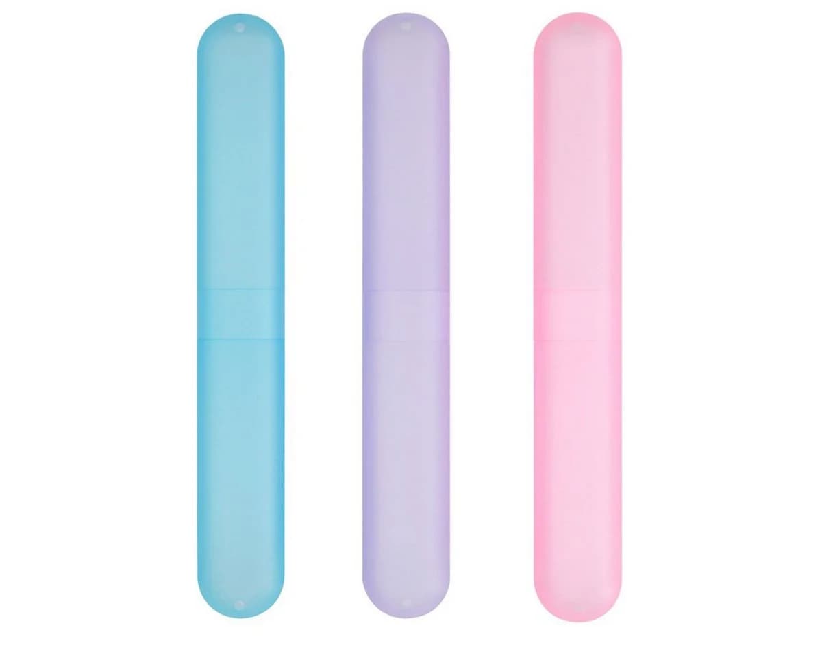 kwmobile Zahnbürstenhalter 3er Set Rosa Kunststoff Reise Etui - Bild 2