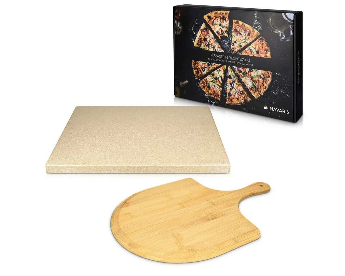 Navaris Pizzastein Cordierit 38x30 cm mit Bambus-Schaufel - Bild 2