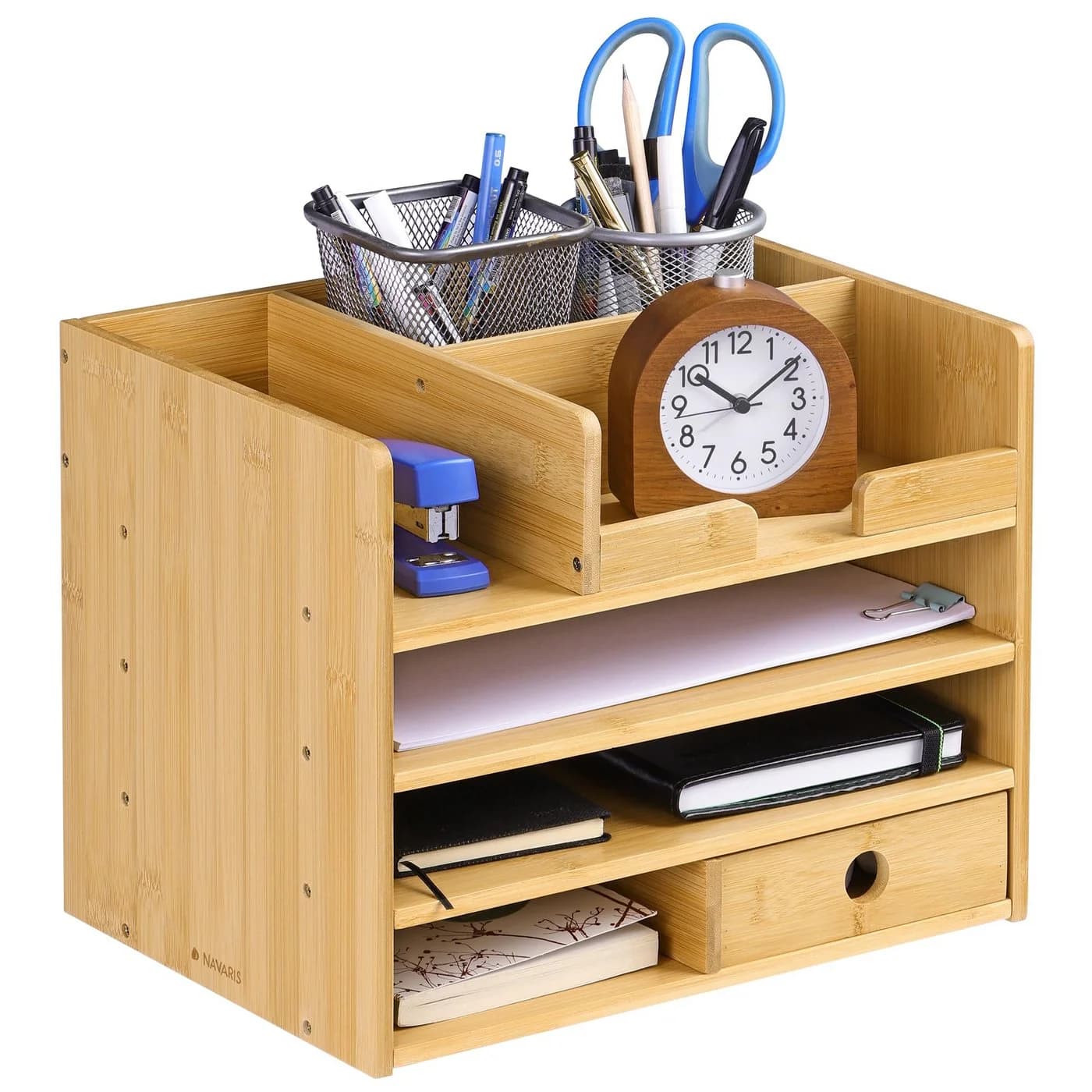 Navaris Schreibtisch Organizer aus Bambus mit Briefablage - Bild 2