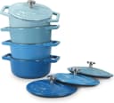 Navaris Mini Cocotte Set 4-tlg. Gusseisen Töpfe mit Deckel Blau Bild 2