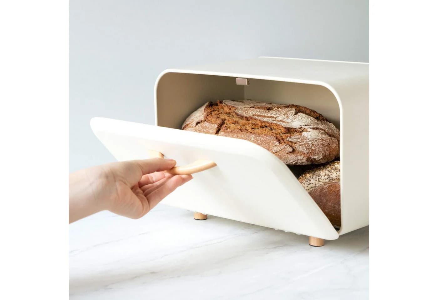 Navaris Brotkasten aus Metall mit Frontöffnung Weiß - Bild 3