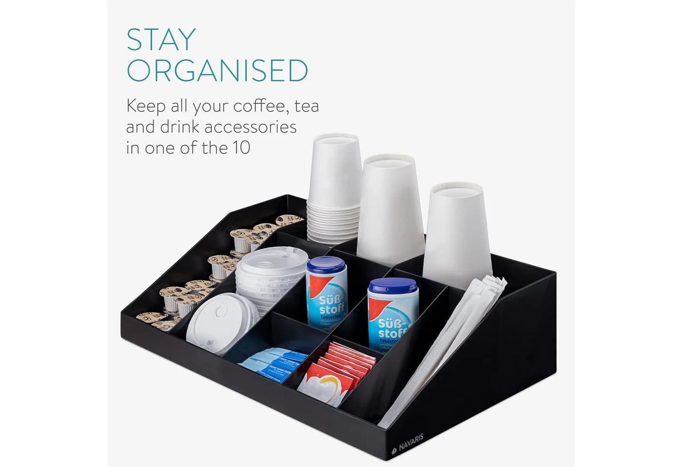 Navaris Kaffee Organizer Schwarz mit 10 Fächern - Bild 3