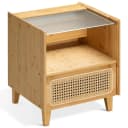 Navaris Bambus-Nachttisch mit Schublade, Glasplatte & Kabelmanagement Braun Bild 2