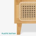 Navaris Bambus-Nachttisch mit Schublade, Glasplatte & Kabelmanagement Braun Bild 4