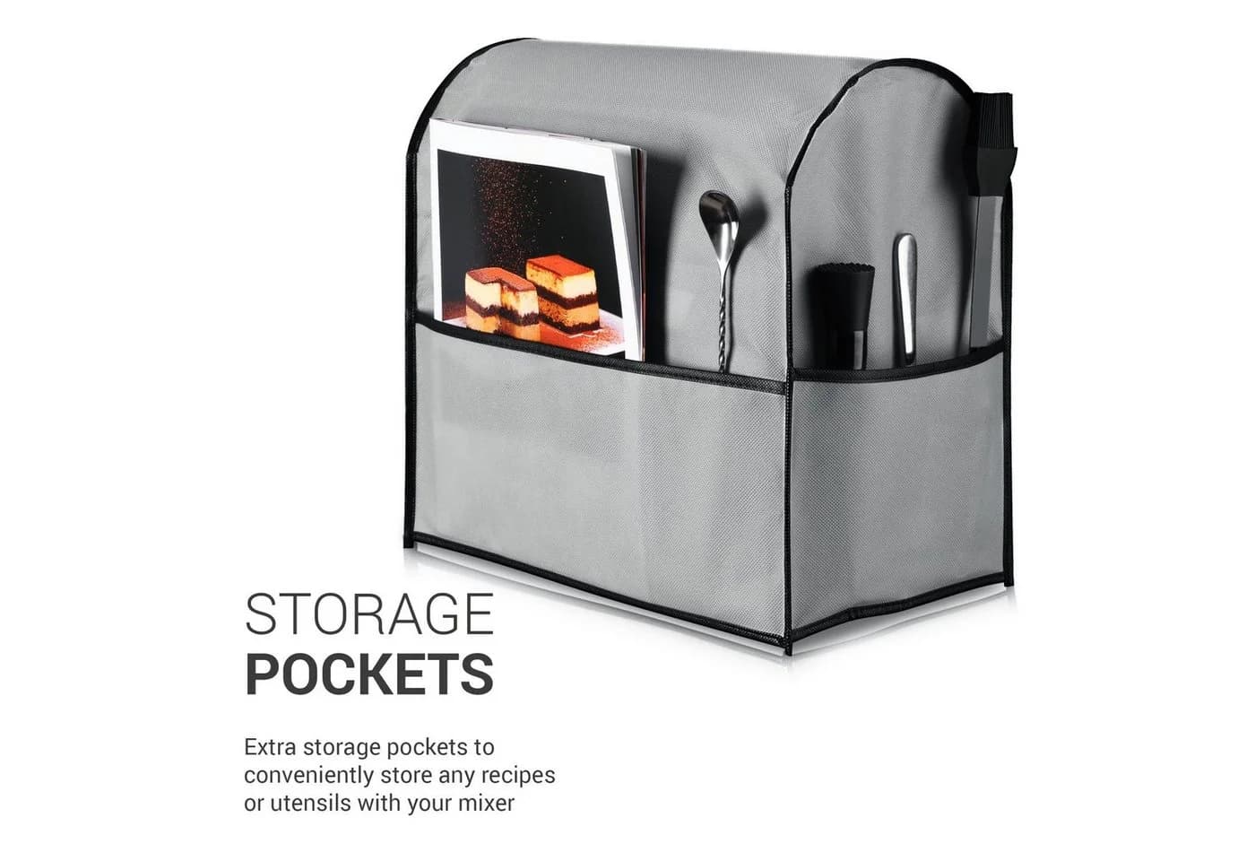 kwmobile Abdeckhaube für KitchenAid 4,3-4,8 Liter Grau mit 3 Fächern - Bild 4
