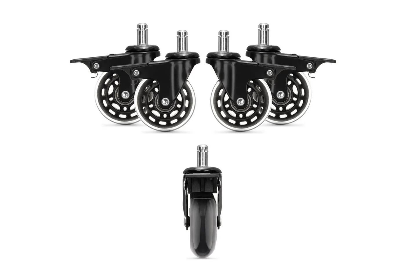 kwmobile 5er Set Stuhlrollen für Hartböden mit Bremse 10mm - Bild 2