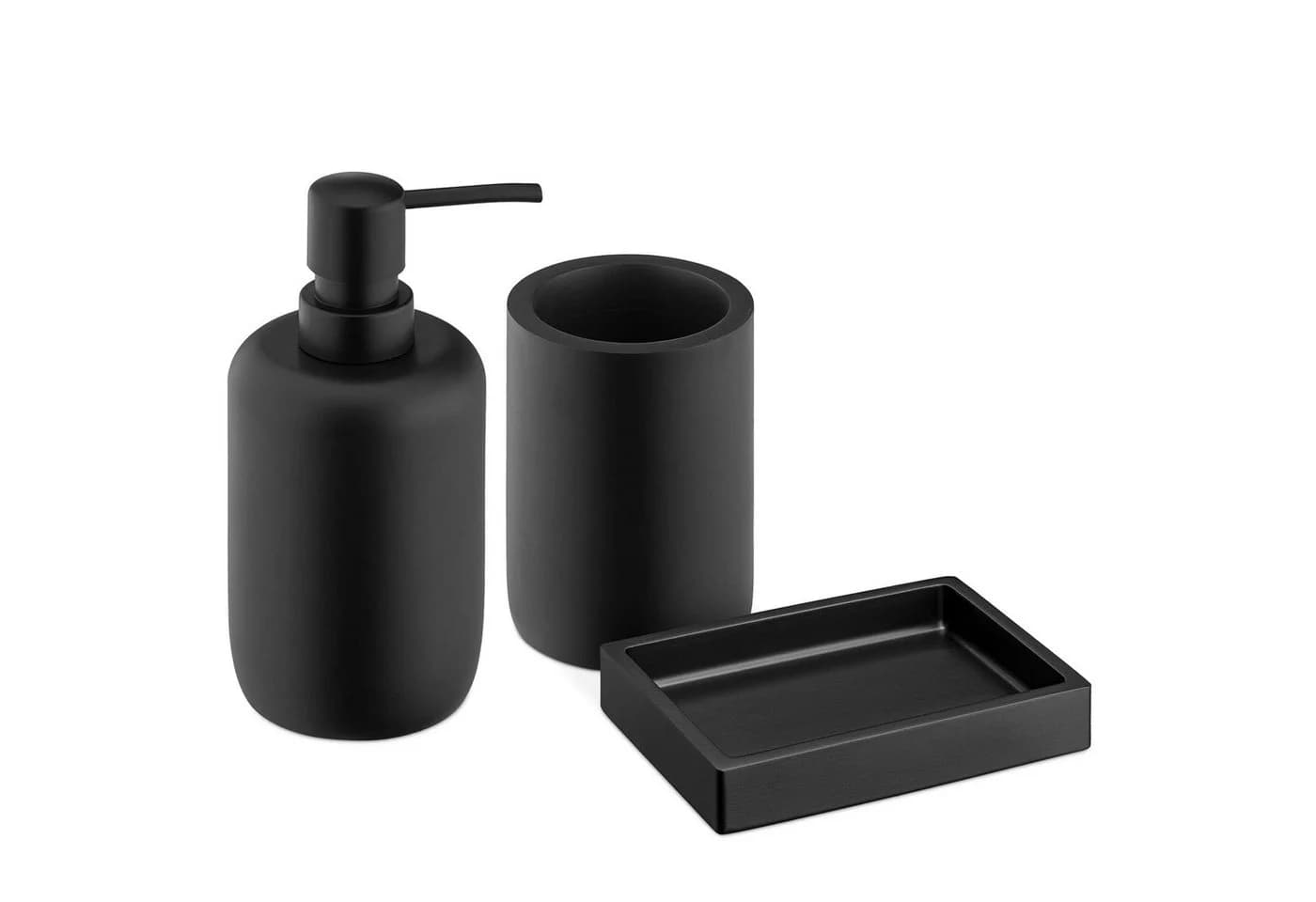 Navaris Badaccessoire-Set Schwarz 3-teilig mit Seifenspender - Bild 2