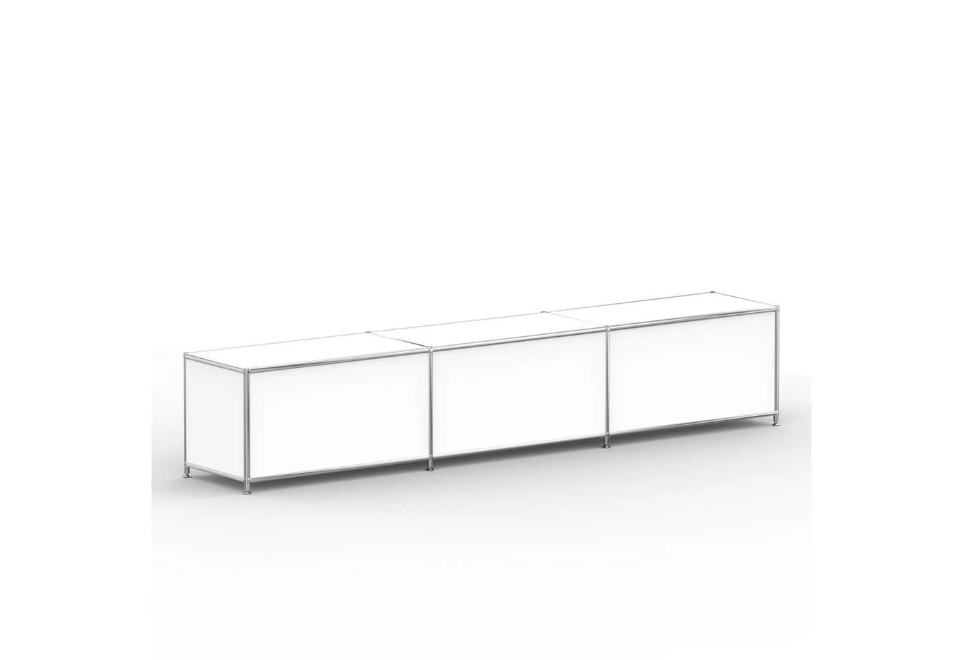 Versee Lowboard 227 cm Weiß Metall mit 3 Klappen & Schloss