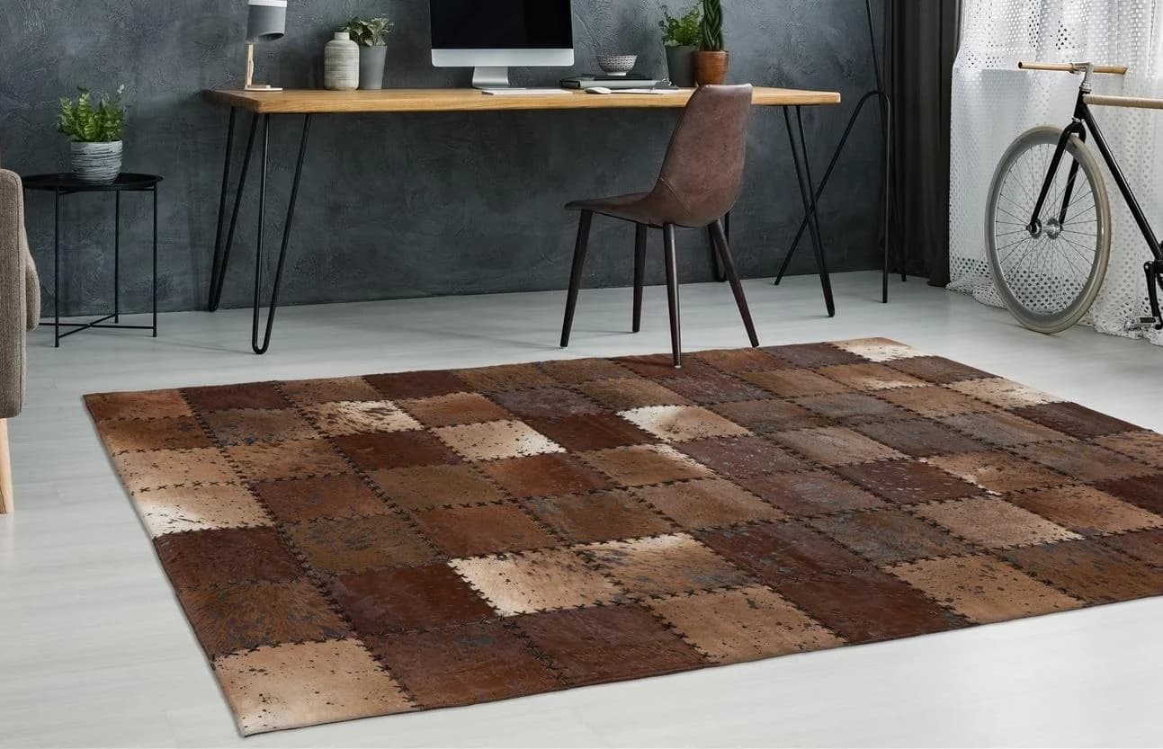 ARTE ESPINA Lederteppich Voila 100 Braun Patchwork Handgenäht