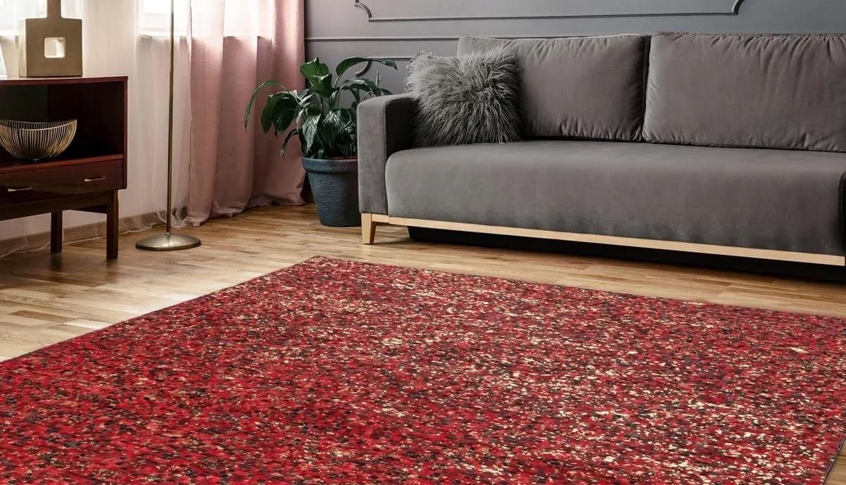 Arte Espina Lederteppich Finish 100 Rot Gold Patchwork