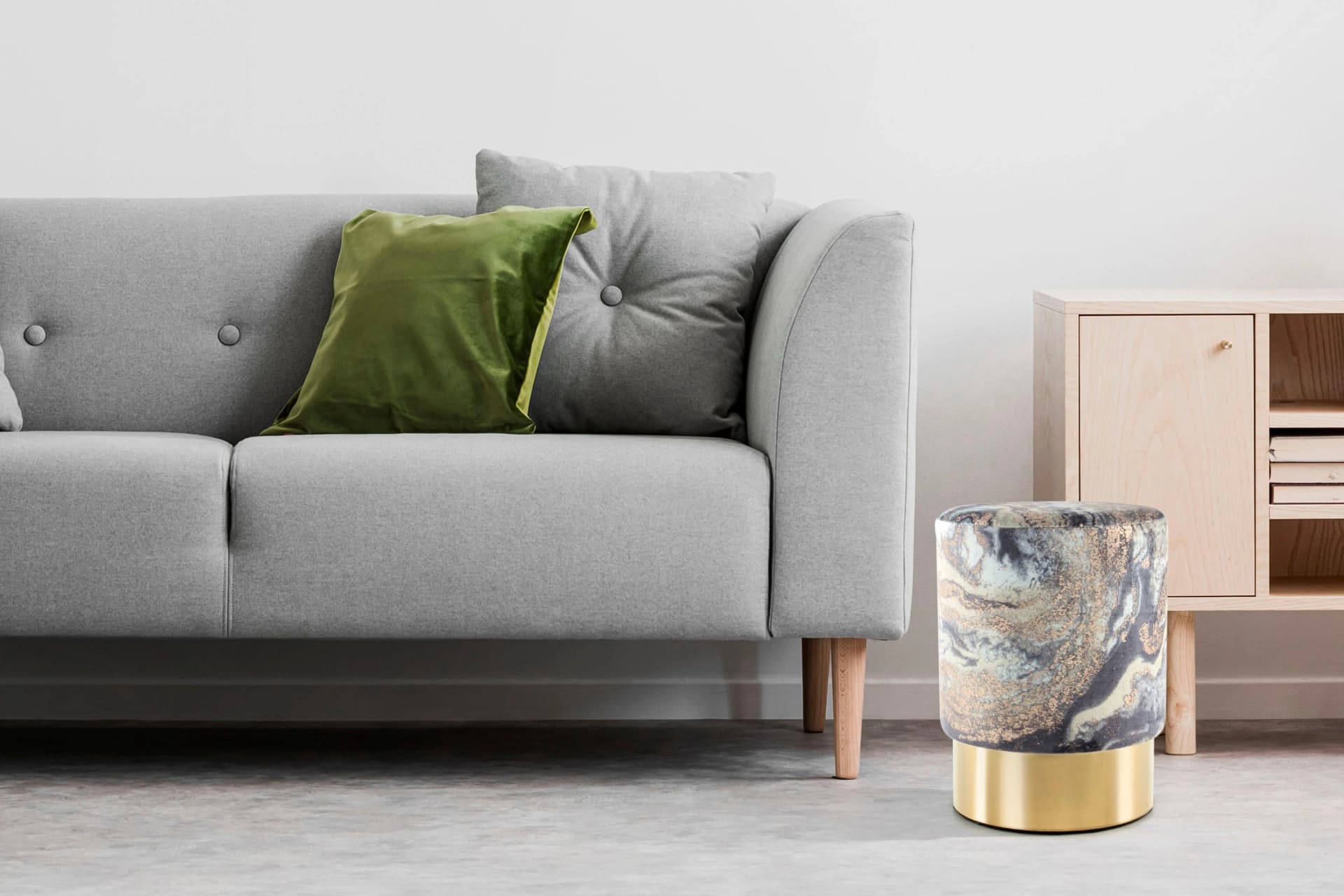 KAYOOM Sitzhocker Gipsy 325 Hellblau Gold Runde Form