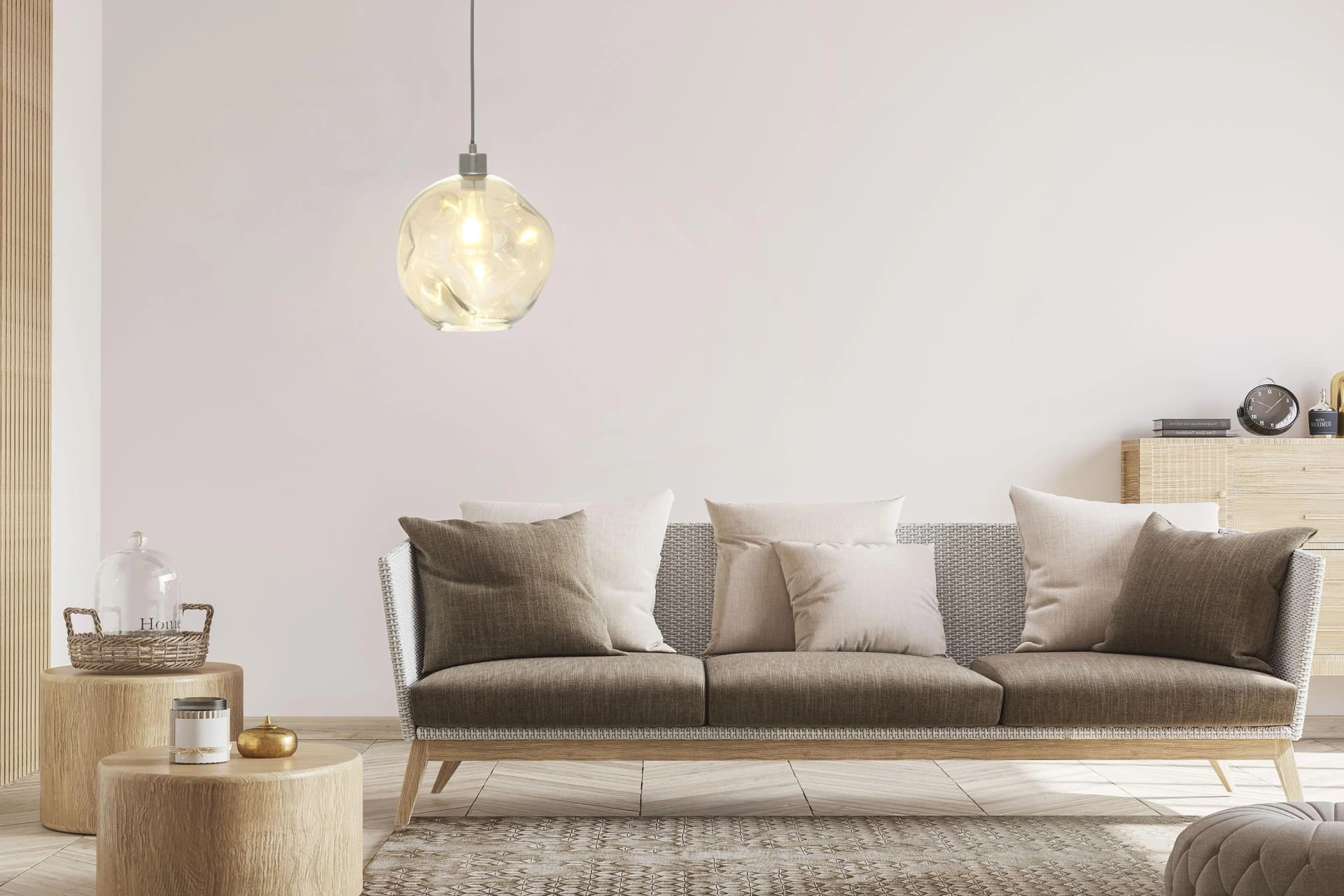 KAYOOM Hängeleuchte Natalie Beige Glas Modern Retro