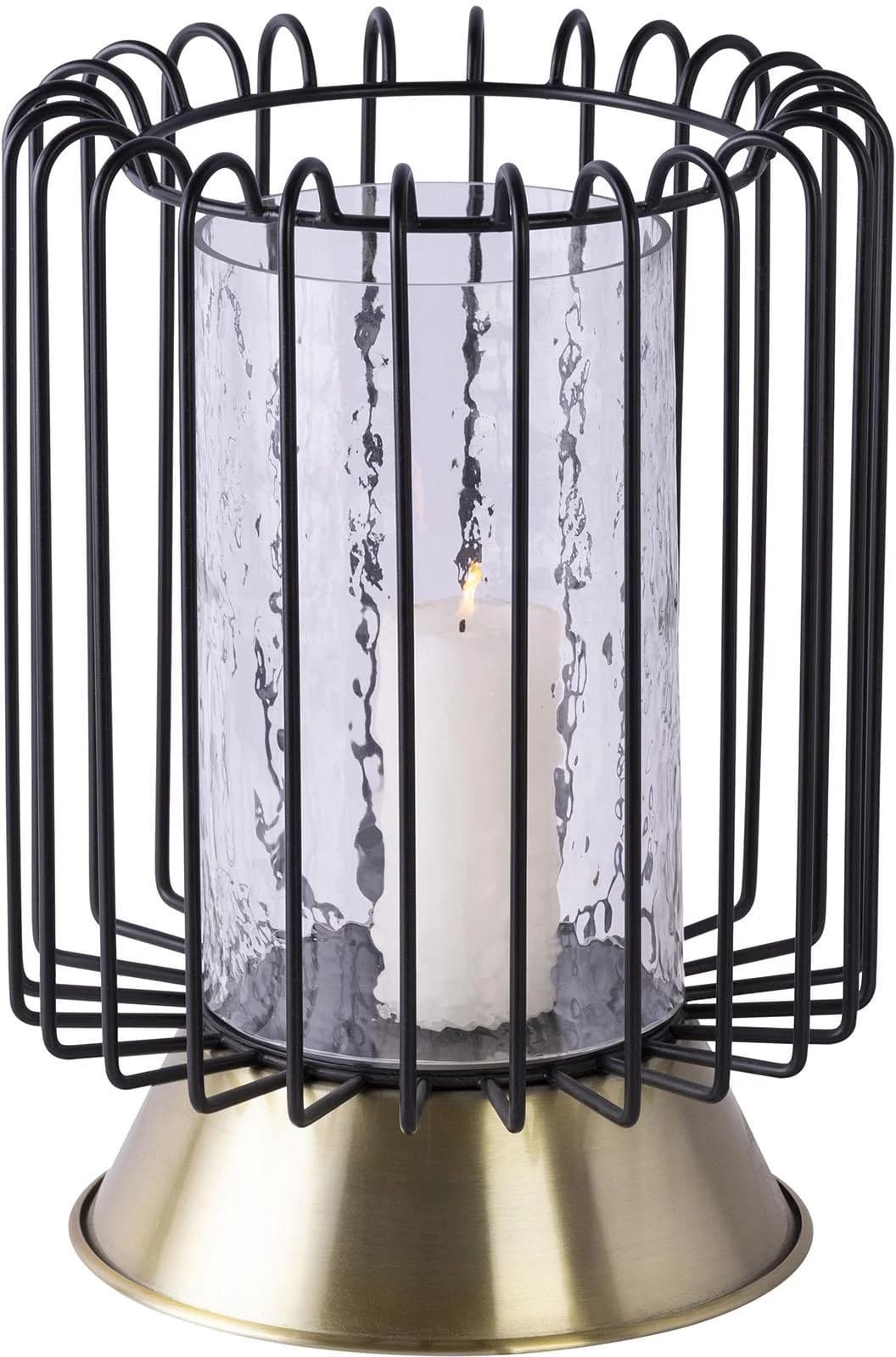 Kayoom Kerzenständer Malibu 225 Schwarz Eisen Glas