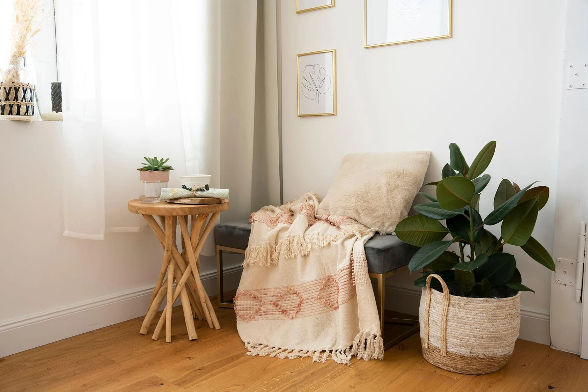 Wohndecke KAYOOM Boho-Style Rosa Creme 130x170cm
