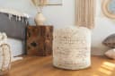 Kayoom Pouf Bohist 425 Beige Handgefertigt mit Fransen Bild 1