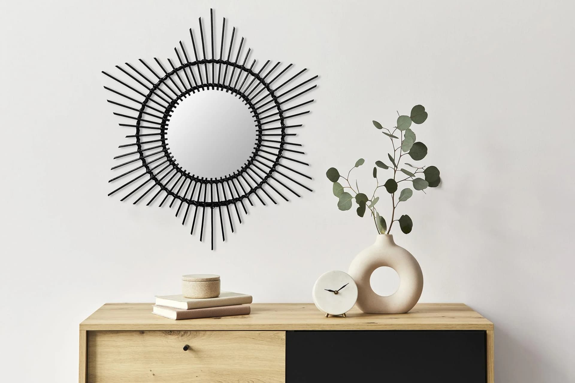 Kayoom Rattan Spiegel Aina 435 Schwarz