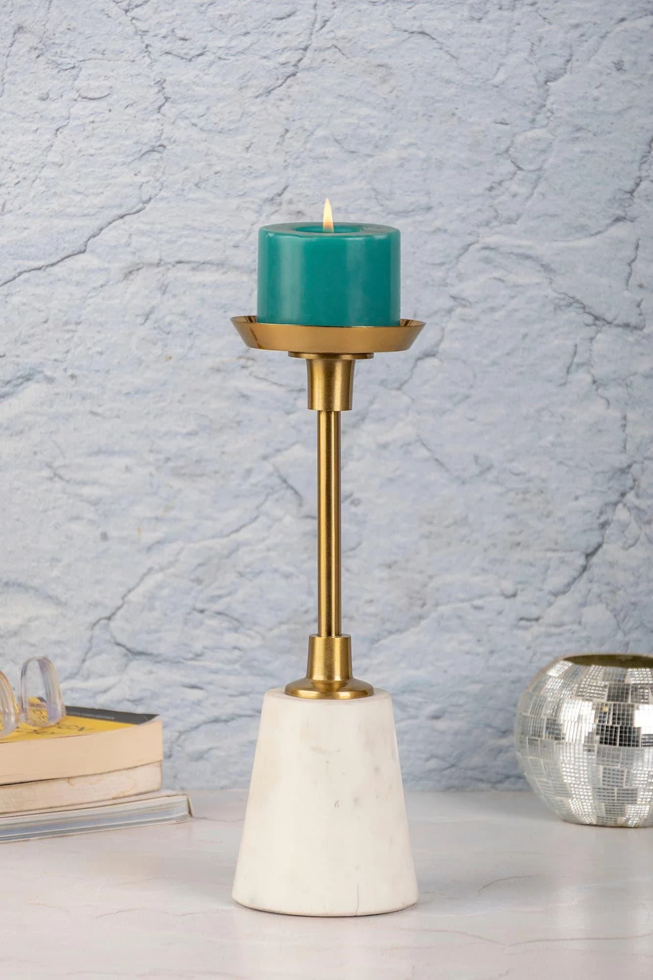 Kerzenständer KAYOOM Fayya 225 Marmor Aluminium Weiß Gold