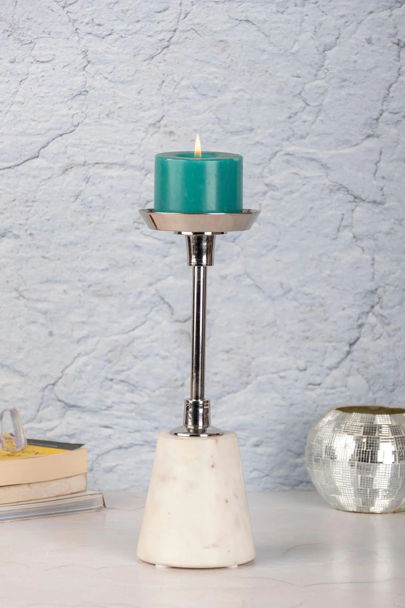 Kerzenständer KAYOOM Fayya 225 Silber Weiß Marmor Aluminium