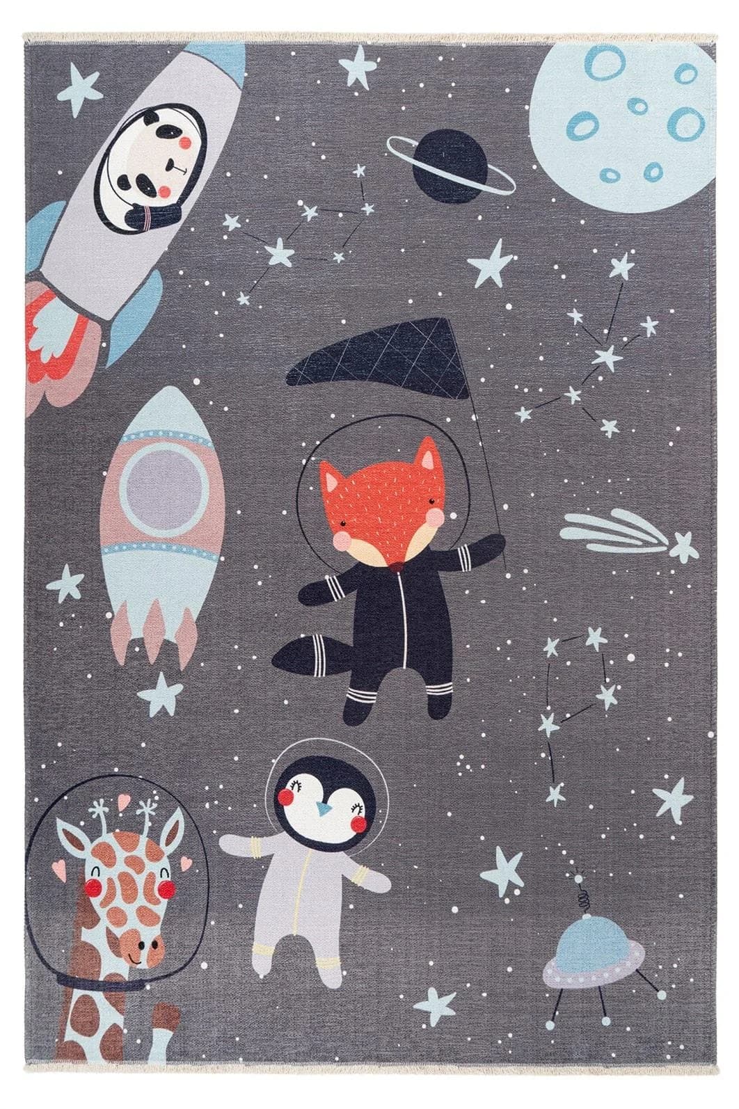 Kinderteppich Kurzflor spacegrau 115x170 cm