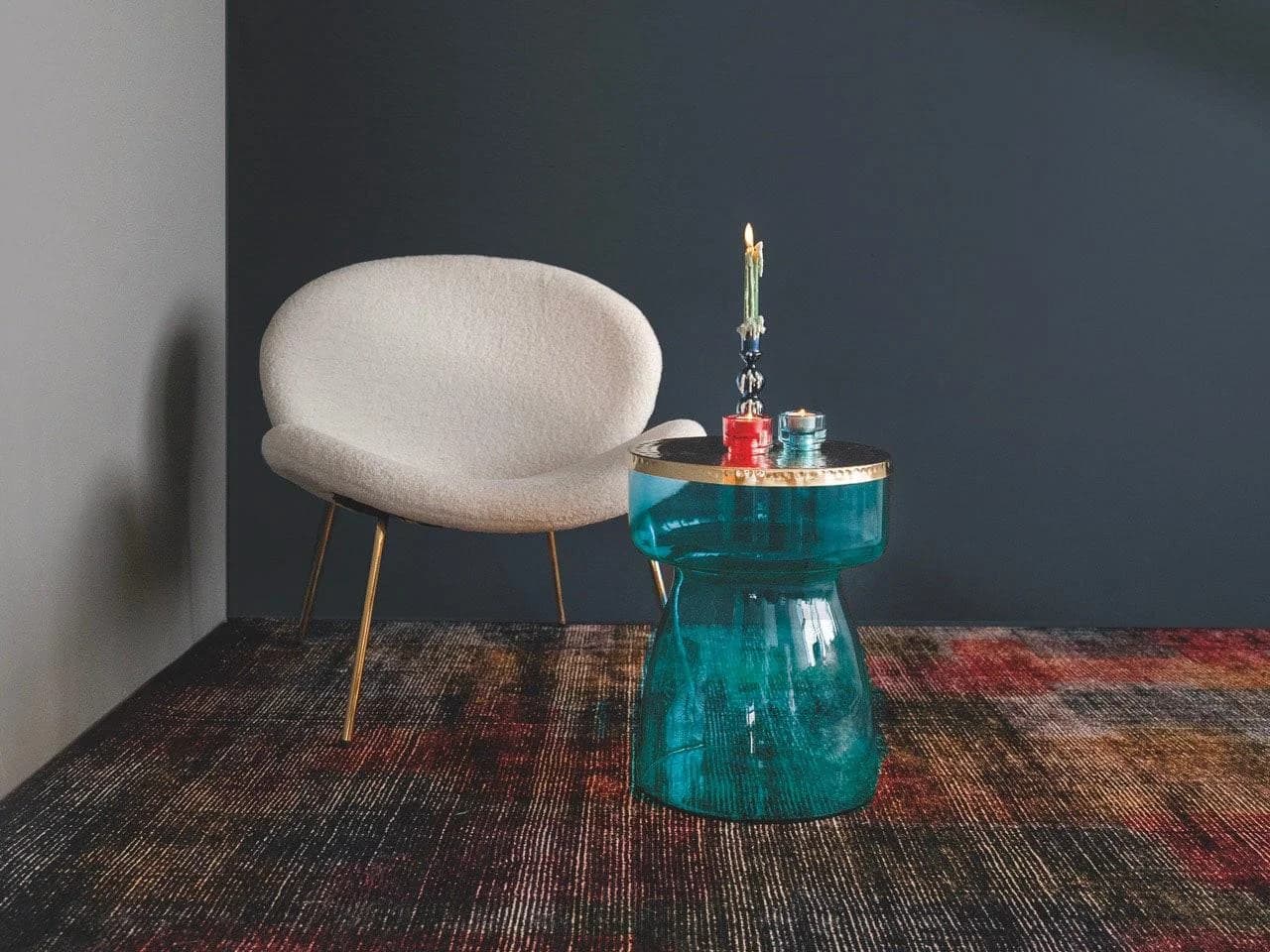KAYOOM Beistelltisch Roman 125 Blau/Gold Retro Design