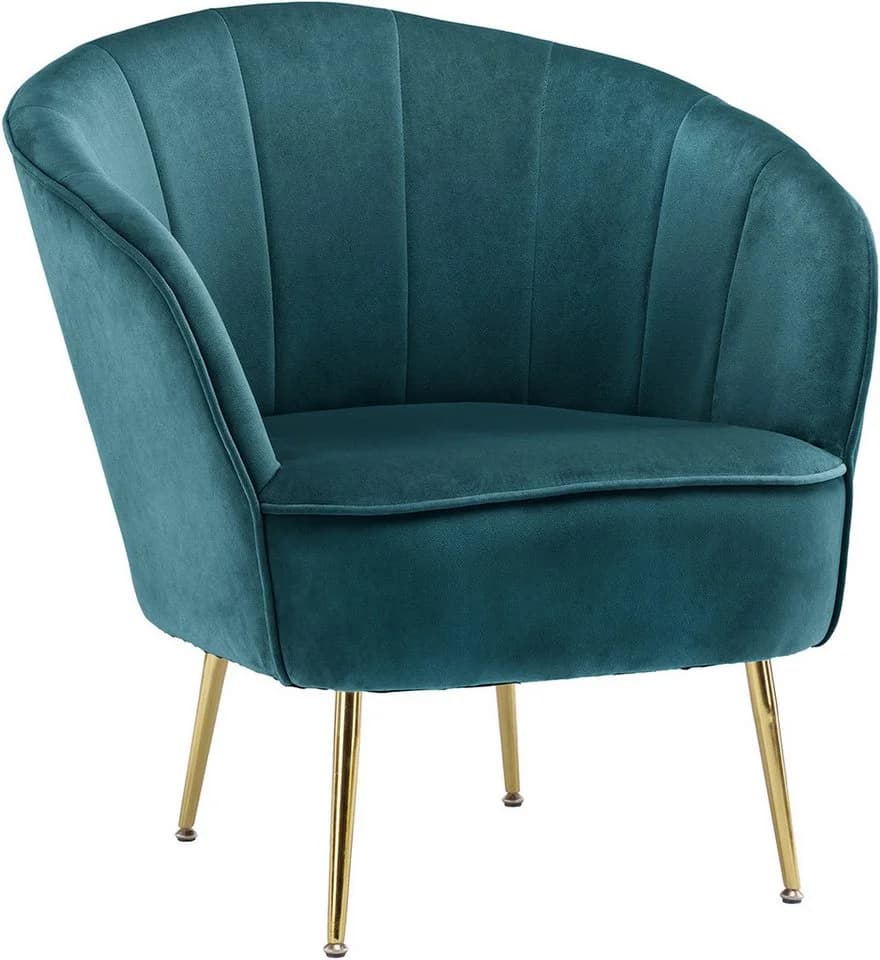 KAYOOM Loulan 125 Cocktail-Sessel Samtbezug Teal Goldbeine - Bild 3